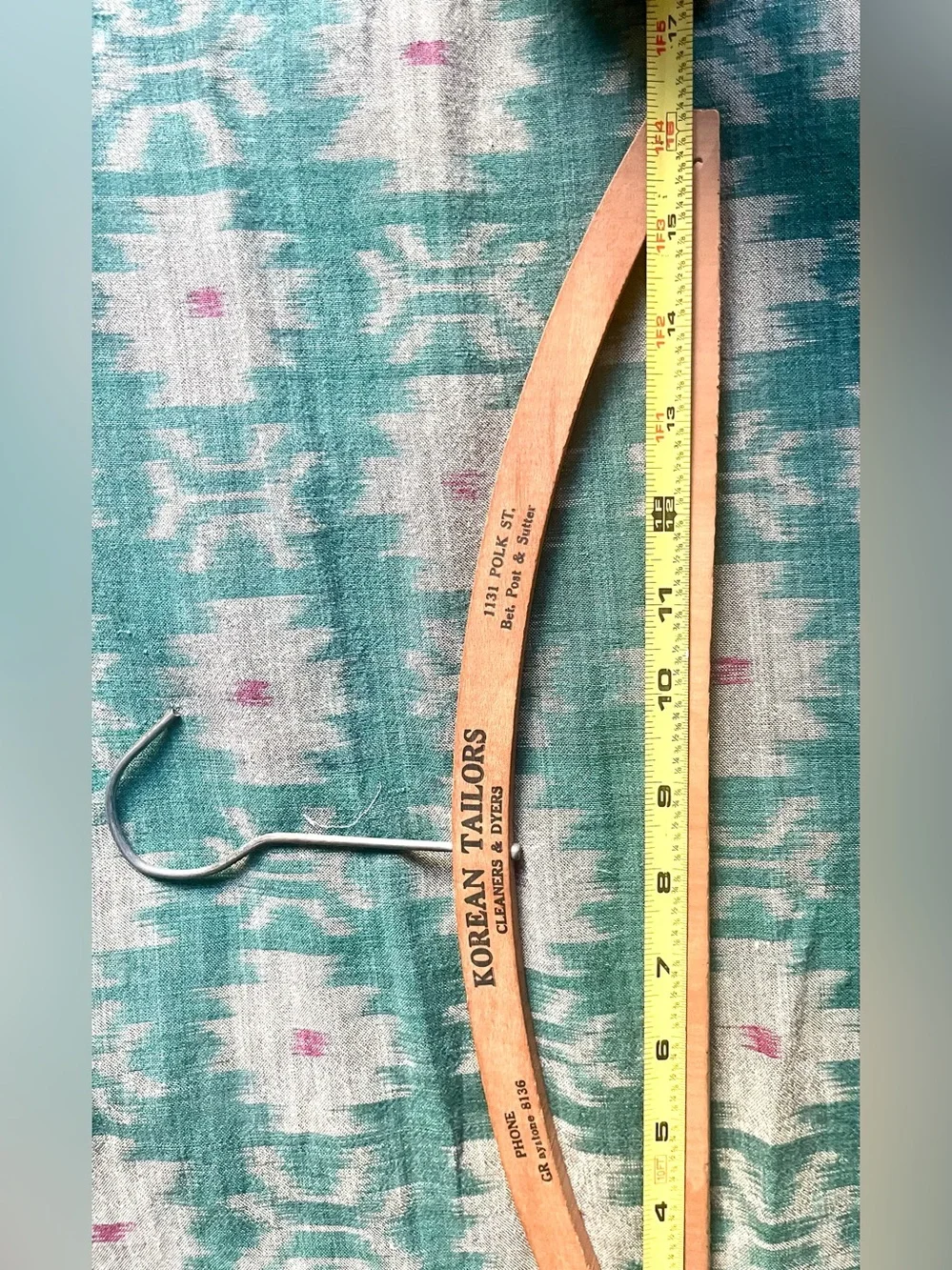 Rare Vintage Korean Tailors San Francisco Wooden Advertising Hanger